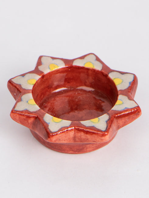 Blue Pottery T-Light Holder Set Of 2 Pcs.
